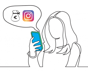 Woman checking her Instagram account